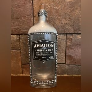 Handmade Upcycled Lighted Bottle Aviation Gin bar decor light gift